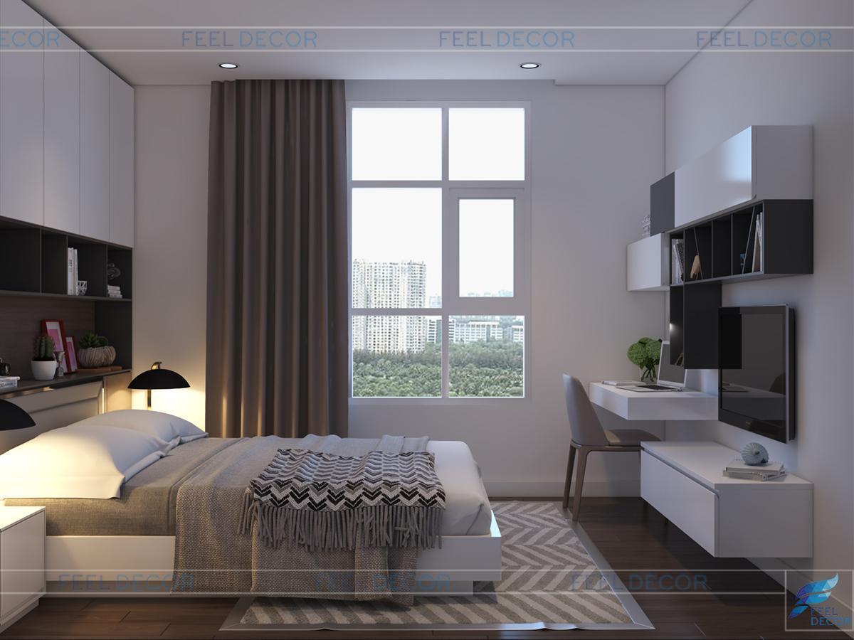 Thiết kế thi công nội thất phòng ngủ master căn hộ 117m2 2 phòng ngủ