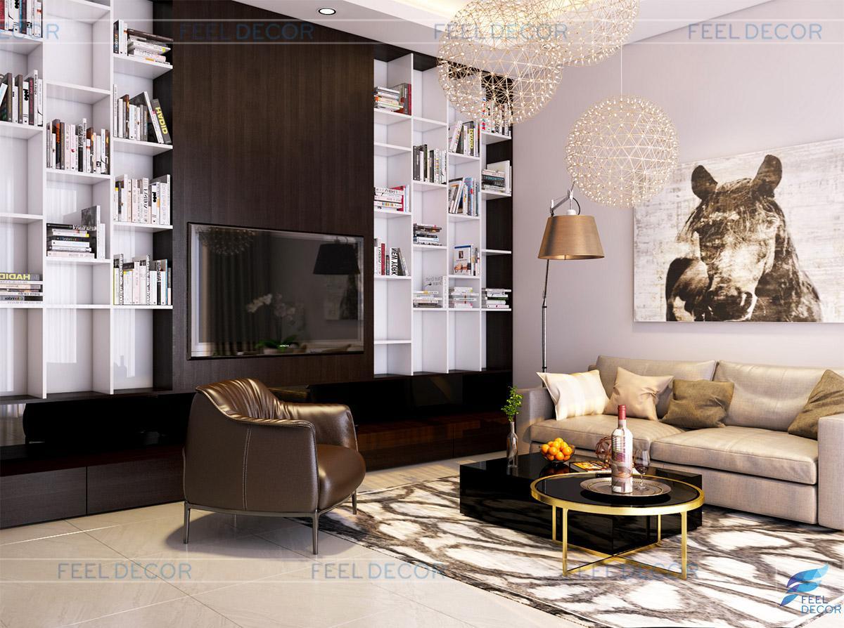 Thiết kế nội thất phòng sinh hoạt chung căn hộ Penthouse chung cư Hoàng Anh Thanh Bình