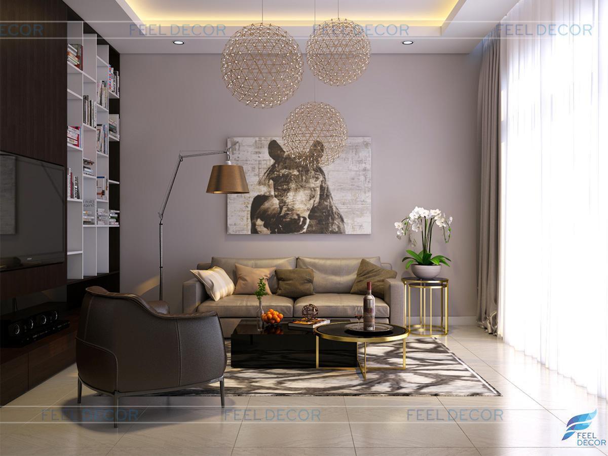 Thiết kế nội thất phòng sinh hoạt chung căn hộ Penthouse chung cư Hoàng Anh Thanh Bình
