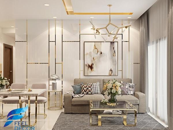 phòng khách nhà ống liền bếp sang trọng