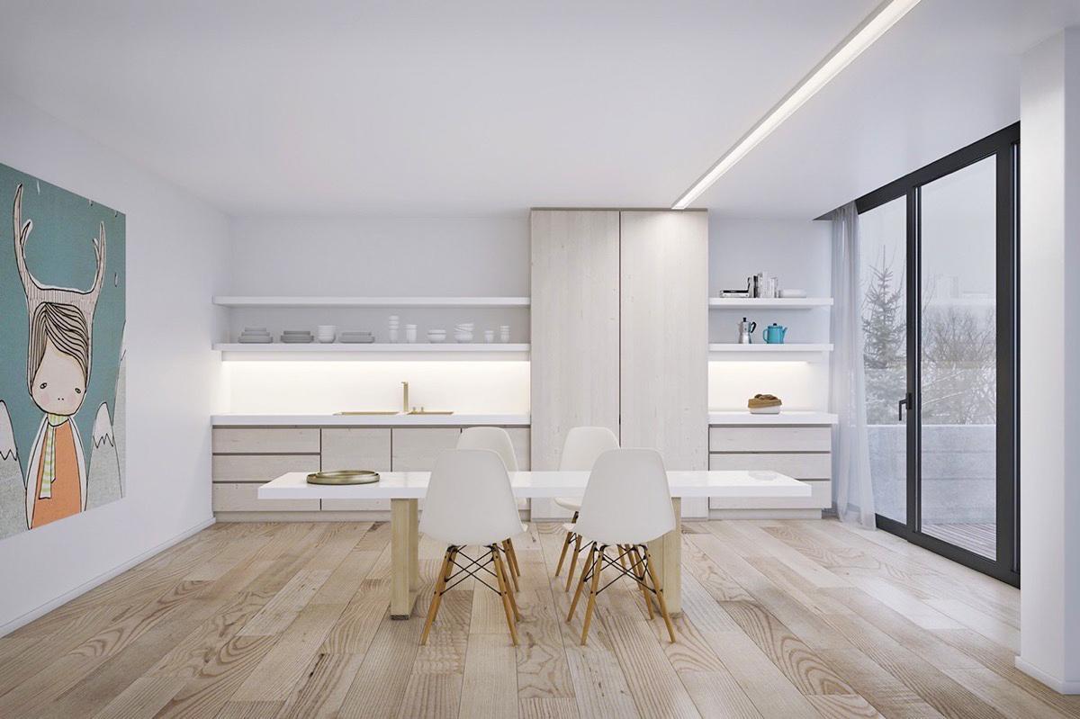 thiết kế nội thất nhà bếp màu trắng