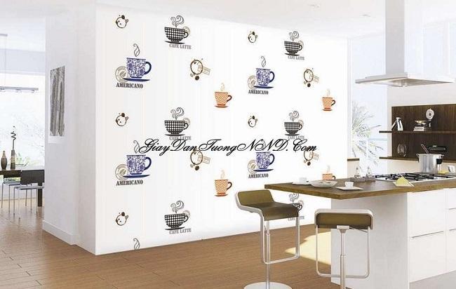 bếp với giấy dán tường