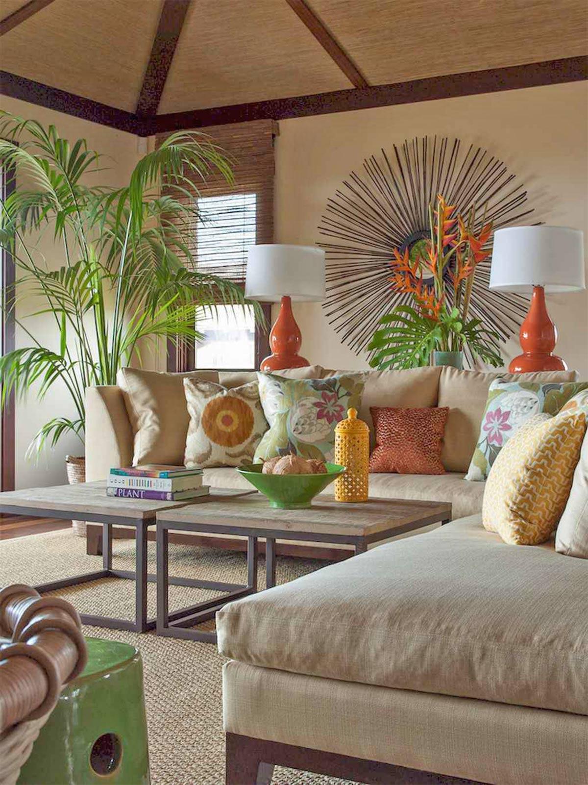Mẫu thiết kế nội thất phòng khách mang hơi thở rừng nhiệt đới