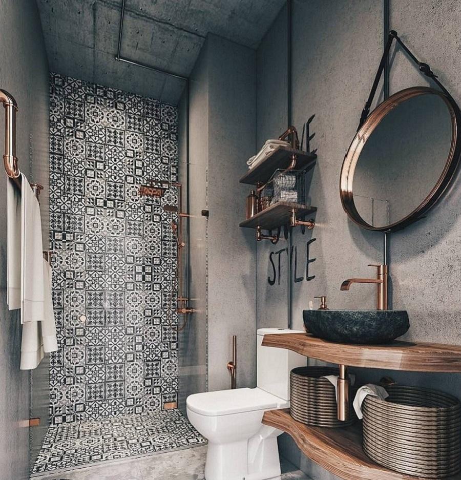 phòng vệ sinh màu xám