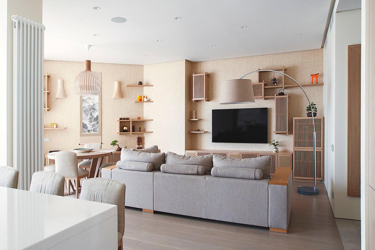 Thiết kế nội thất phòng khách căn hộ tối giản