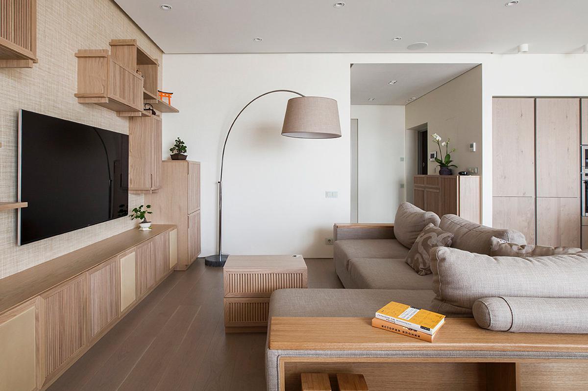 Thiết kế nội thất phòng khách căn hộ tối giản