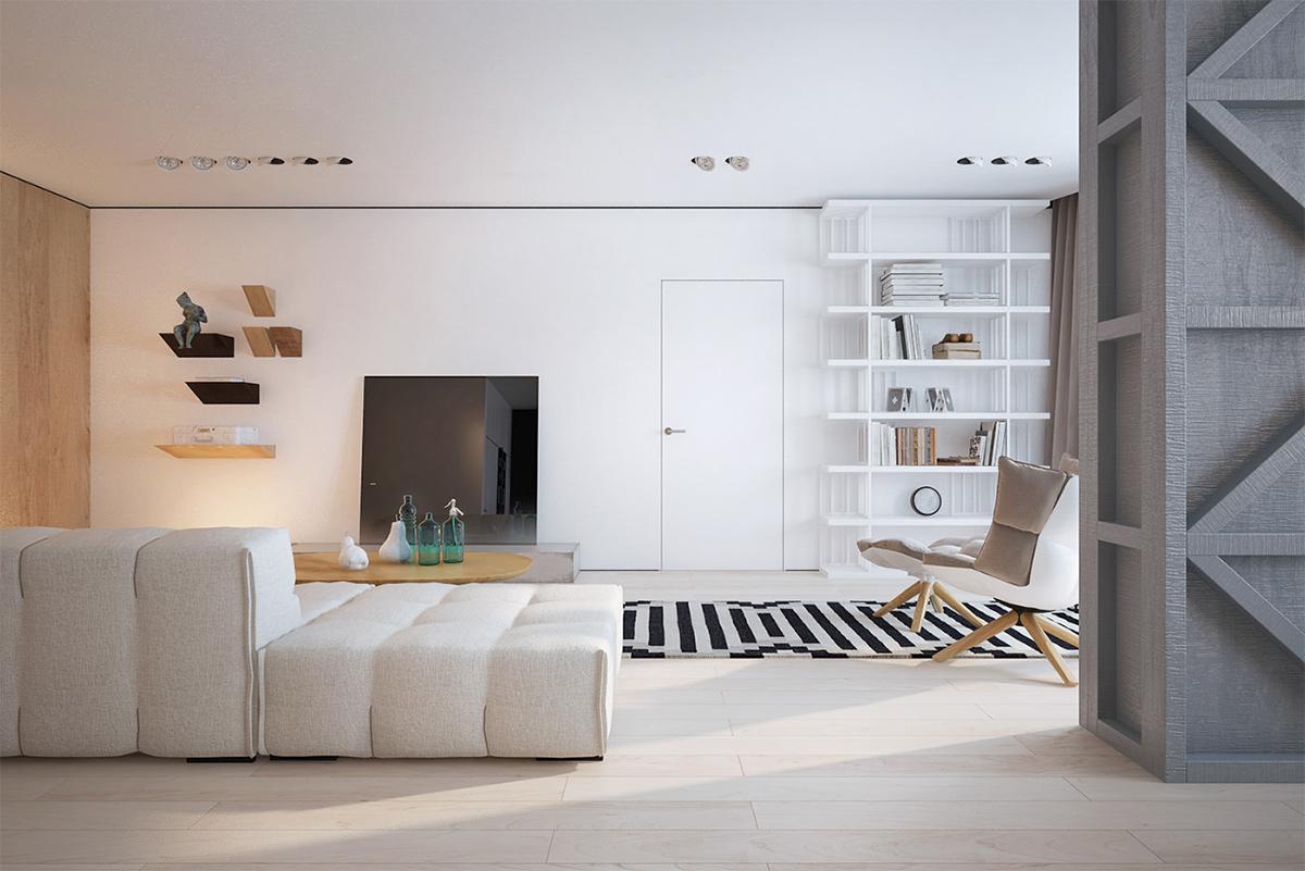 Thiết kế nội thất nhà ở theo chủ nghĩa Minimalism với 2 gam màu trắng đen