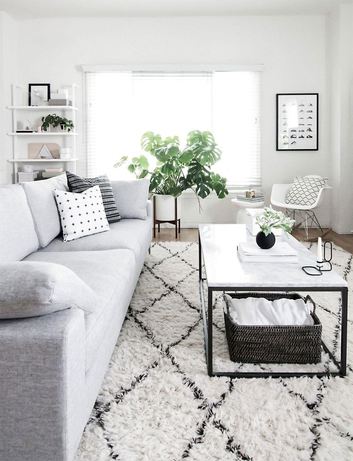 Trang trí phòng khách đẹp với tone màu trắng