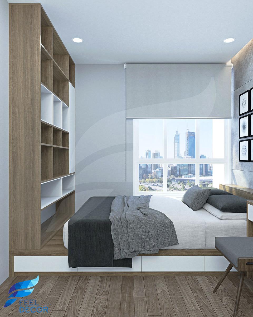 Thiết kế thi công nội thất phòng ngủ chung cư Hoàng Anh Thanh Bình