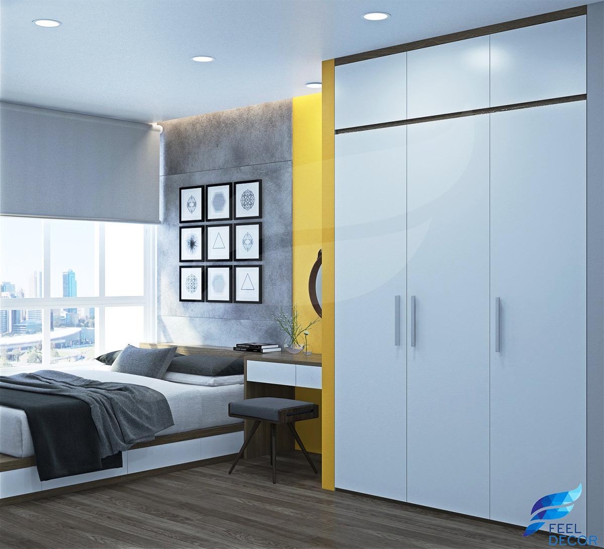 Thiết kế thi công nội thất phòng ngủ chung cư Hoàng Anh Thanh Bình