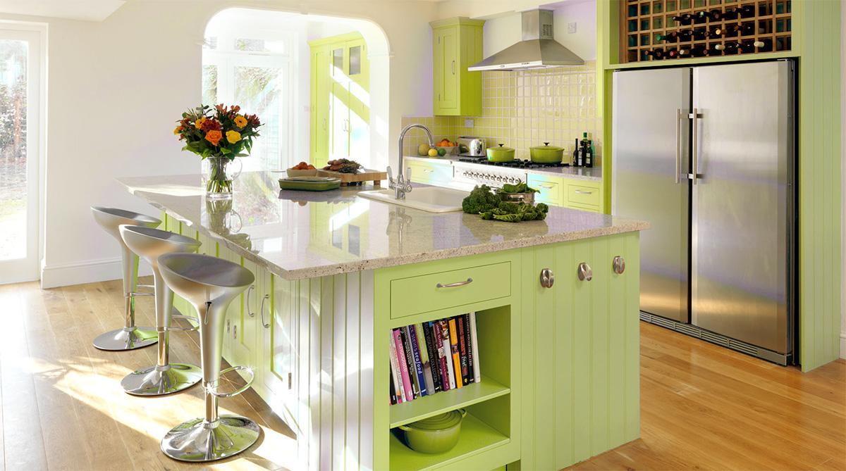 Trang trí phòng bếp với màu xanh lá