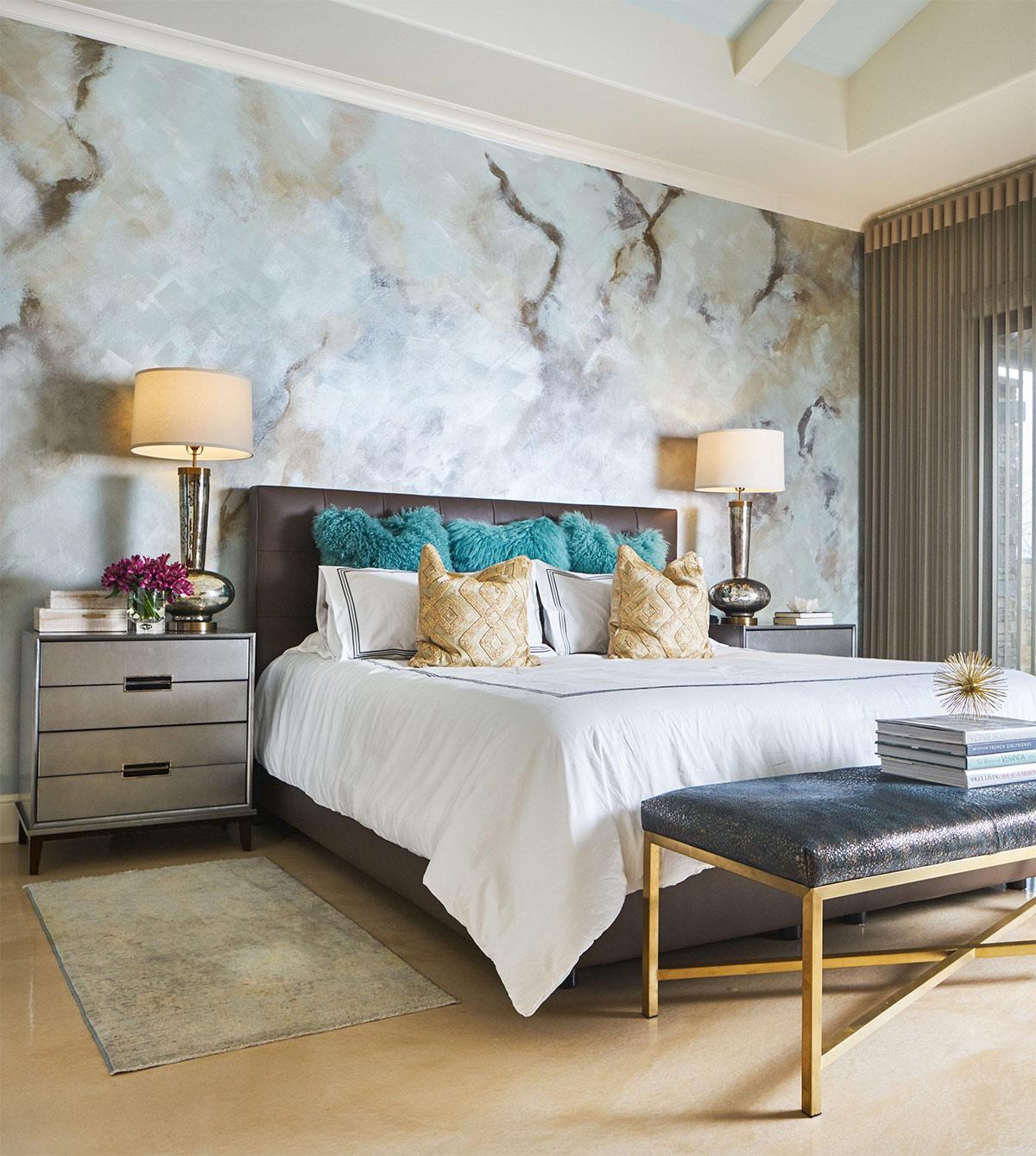 thiết kế phòng ngủ với đá cẩm thạch