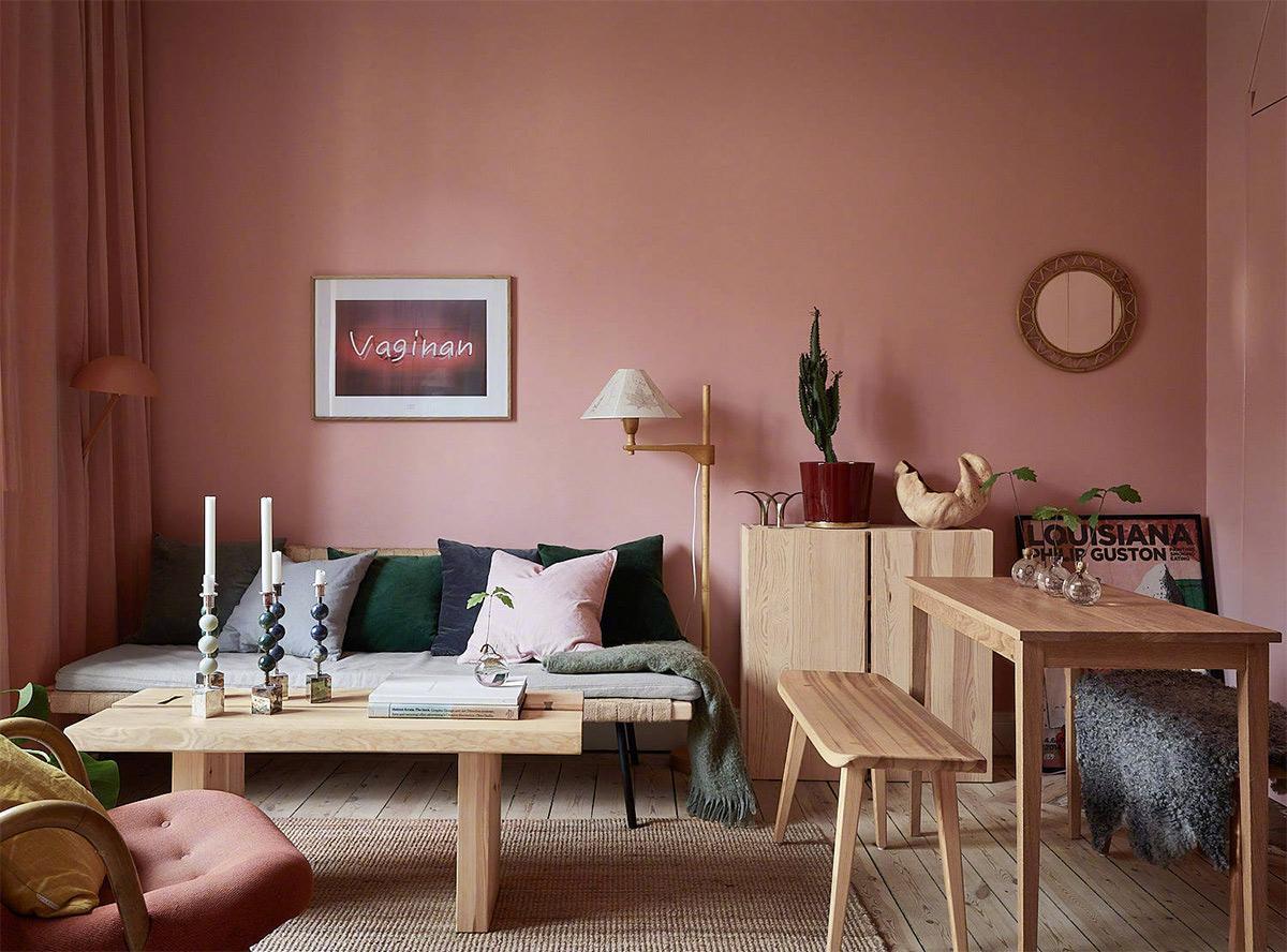 màu hồng trong thiết kế nội thất