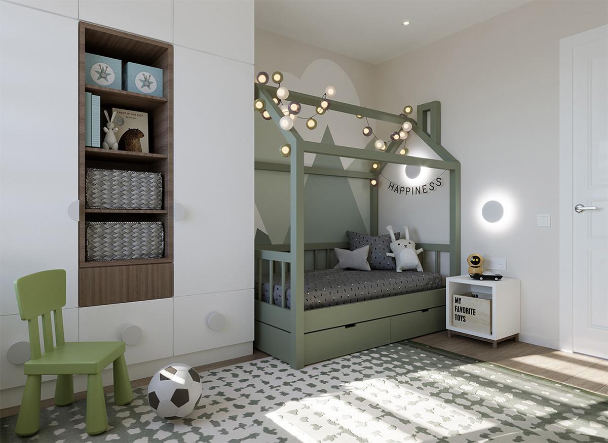 Thiết kế phòng ngủ trẻ em căn hộ phong cách scandinavian