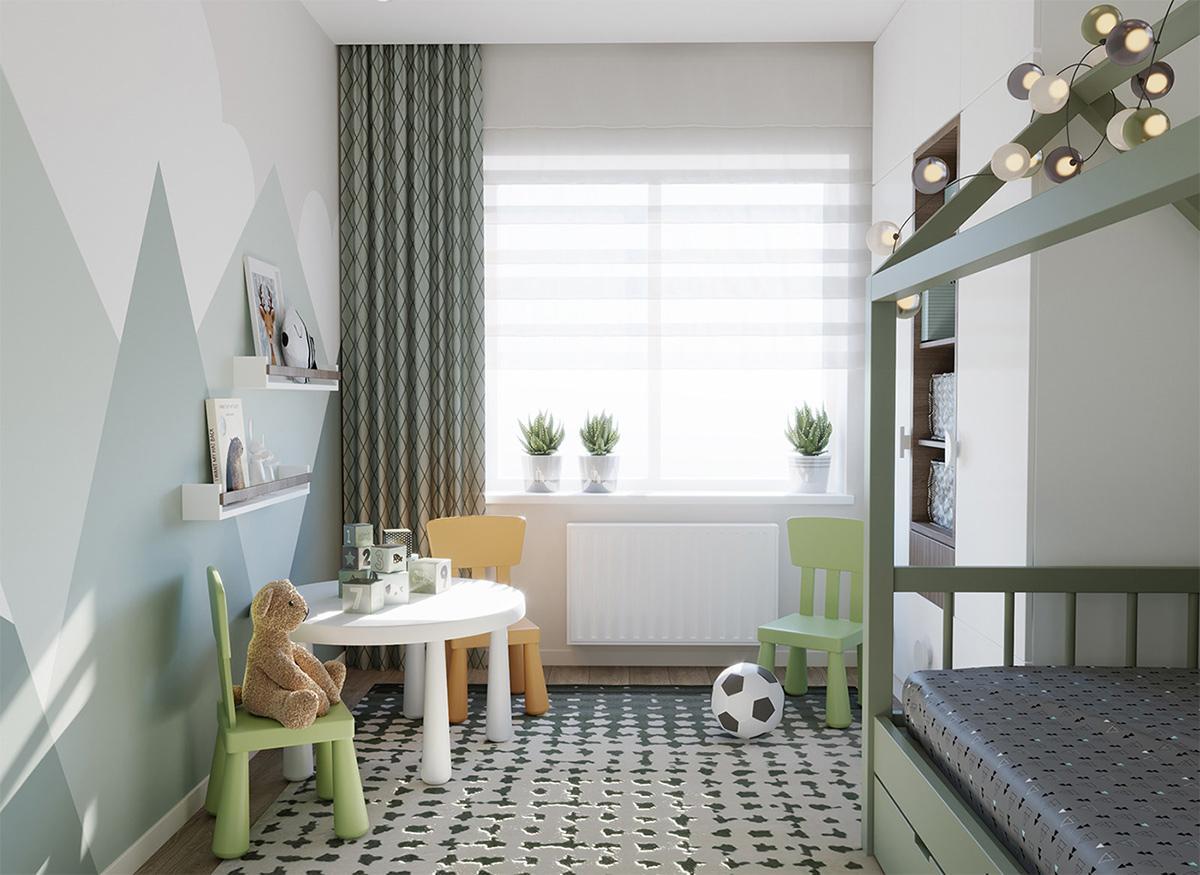 Thiết kế phòng ngủ trẻ em căn hộ phong cách scandinavian