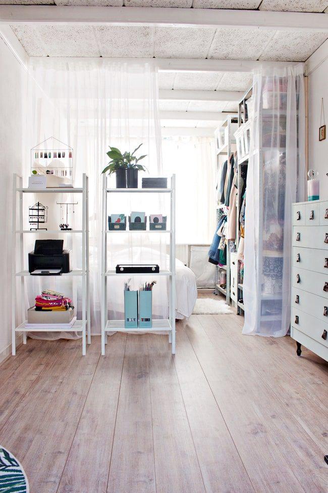 bố trí căn hộ 45m2 với kệ đựng đồ đa năng