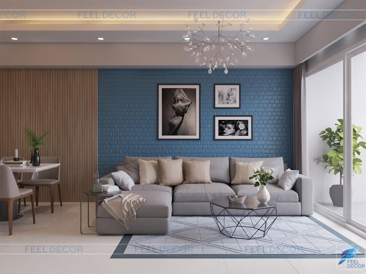 Thiết kế thi công nội thất phòng khách căn hộ 106m2 chung cư Sunrise City