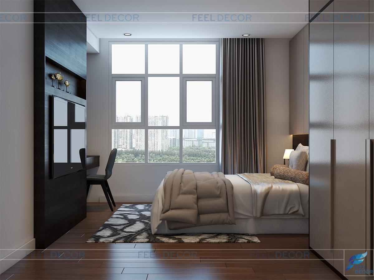 Thiết kế nội thất phòng ngủ Master căn hộ 117 chung cư Hoàng Anh Thanh Bình