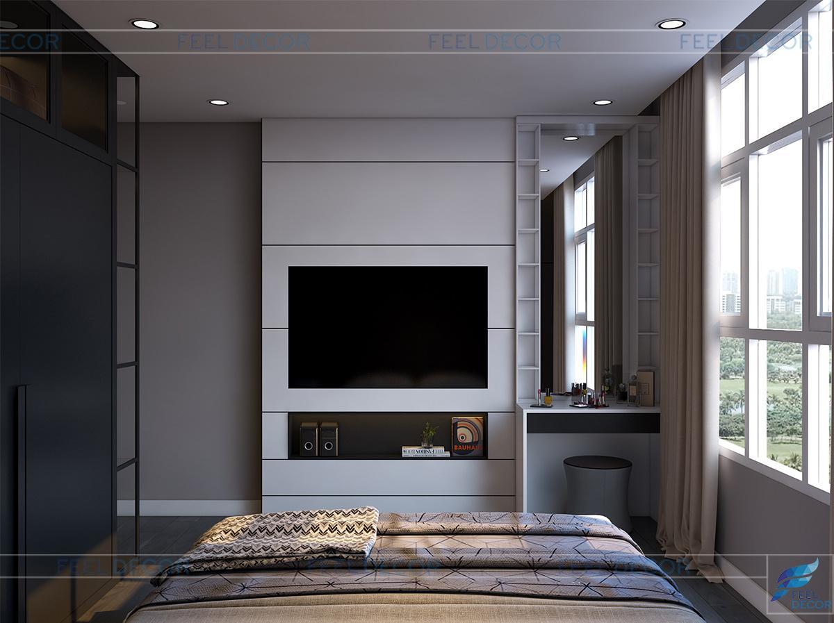 Thiết kế nội thất phòng ngủ Master căn hộ 90m2 chung cư Hoàng Anh Thanh Bình