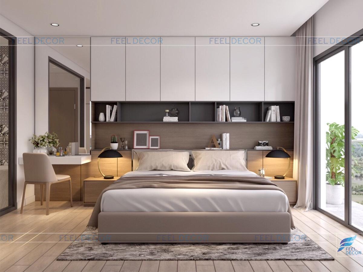 Thiết kế nội thất phòng ngủ Master căn hộ 96m2 3 phòng ngủ chung cư Green Valley