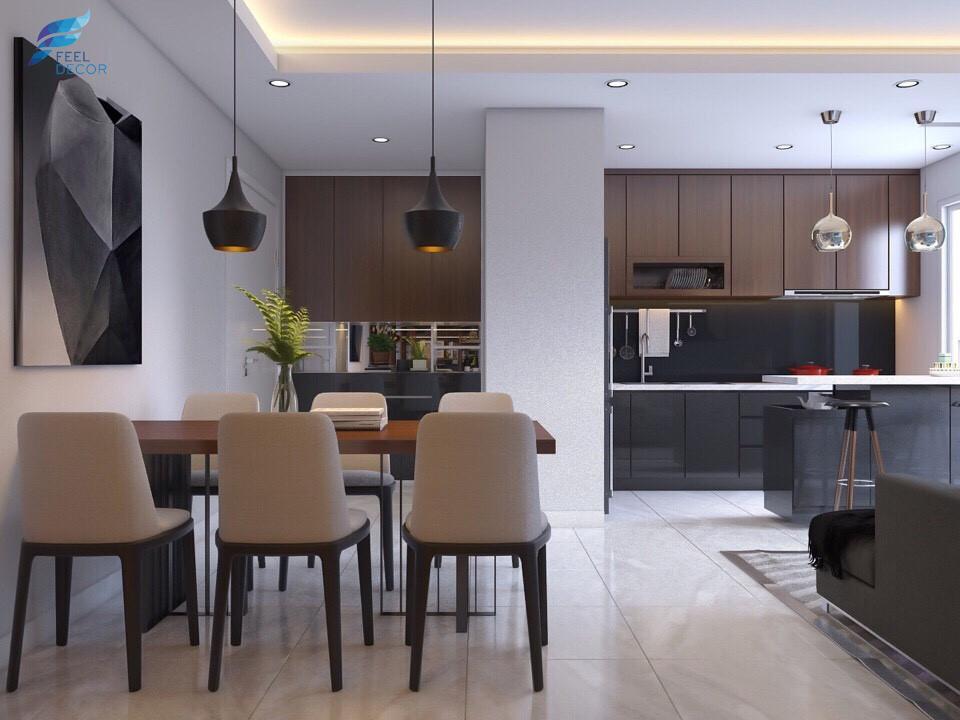 hình ảnh: thiết kế nội thất phòng bếp căn hộ 82m2 chung cư Green Valley Phú Mỹ Hưng
