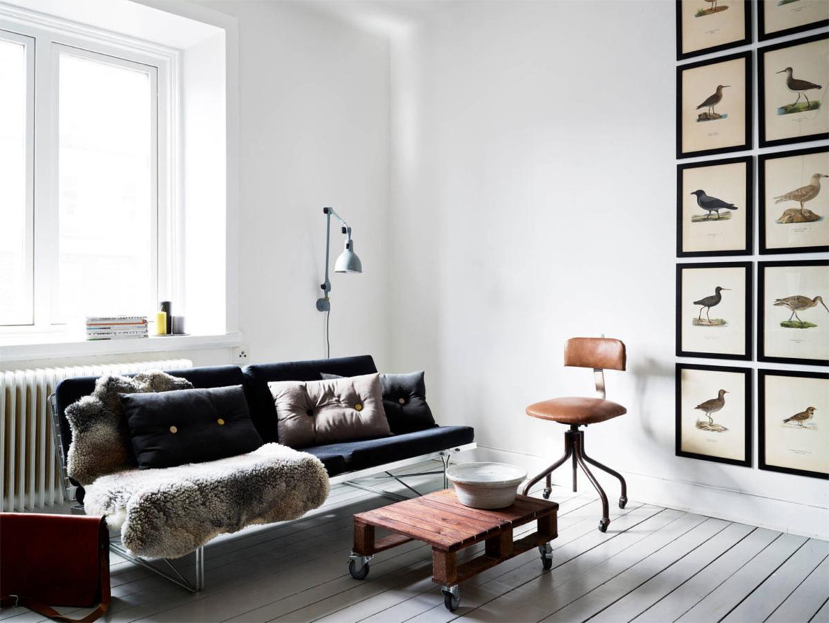 Thiết kế nội thất phòng khách căn hộ 31m2 phong cách Scandinavian