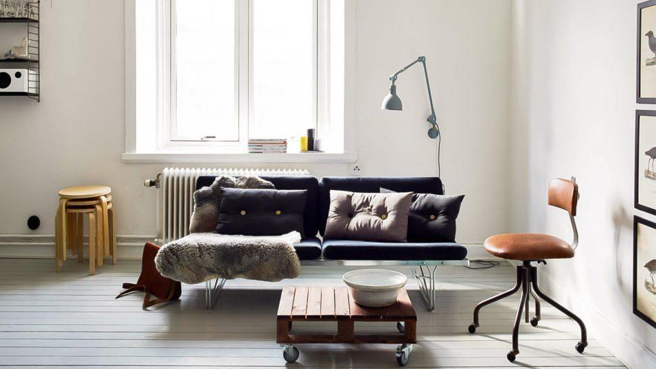 Thiết kế nội thất phòng khách căn hộ 31m2 phong cách Scandinavian