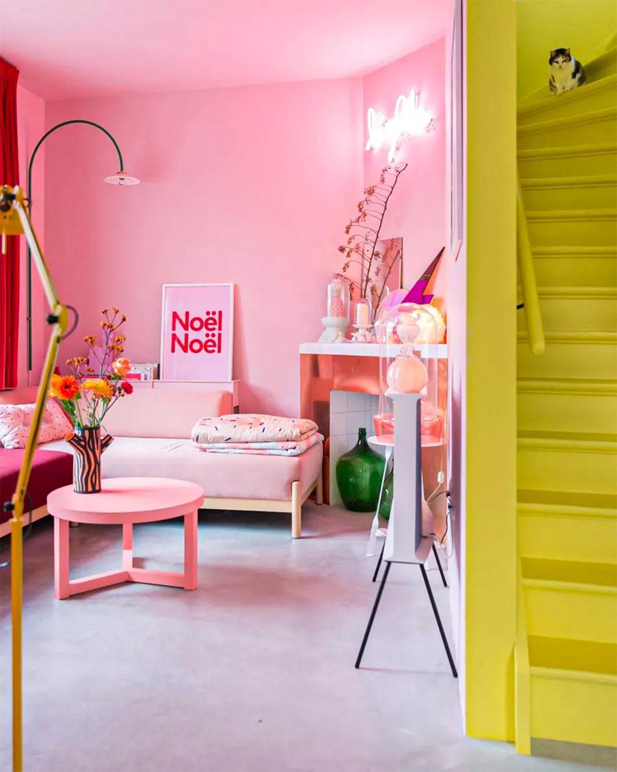 thiết kế nội thất căn hộ màu hồng
