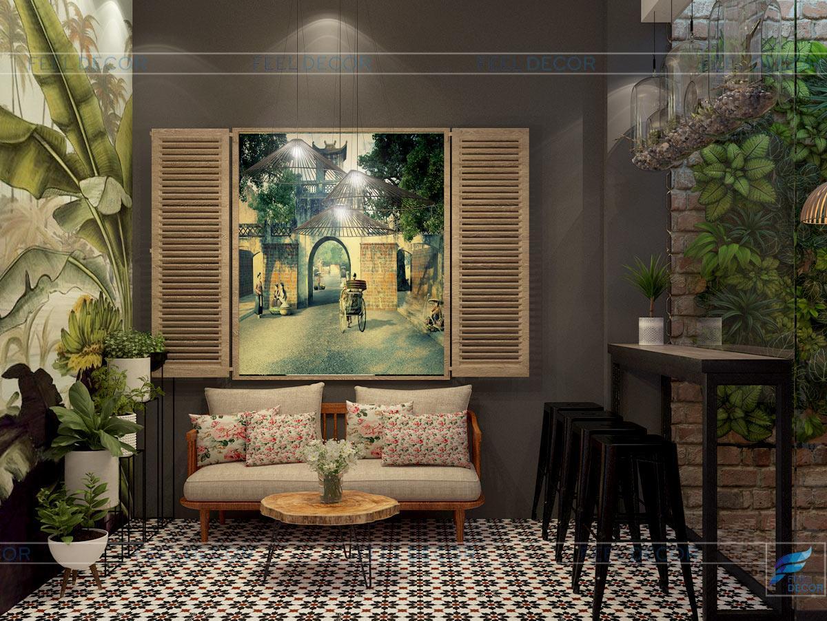 Mẫu thiết kế nội thất quán café phong cách Hà Nội tại dự án Vạn Phúc Riverside