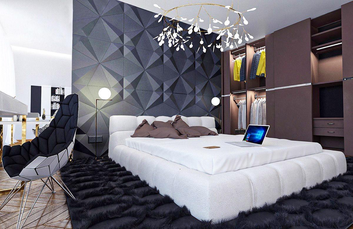 thiết kế nội thất phòng ngủ màu xám