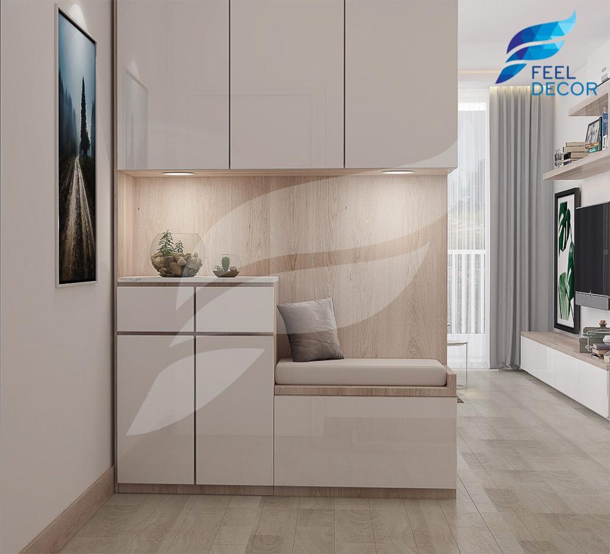 Bản vẽ phối cảnh 3D mẫu thiết kế nội thất căn hộ 2 phòng ngủ (73m2) chung cư The Botanica