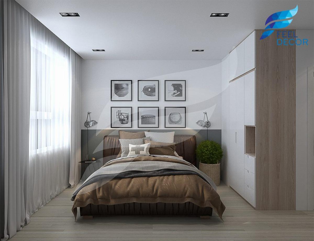 Bản vẽ phối cảnh 3D mẫu thiết kế nội thất căn hộ 2 phòng ngủ (73m2) chung cư The Botanica