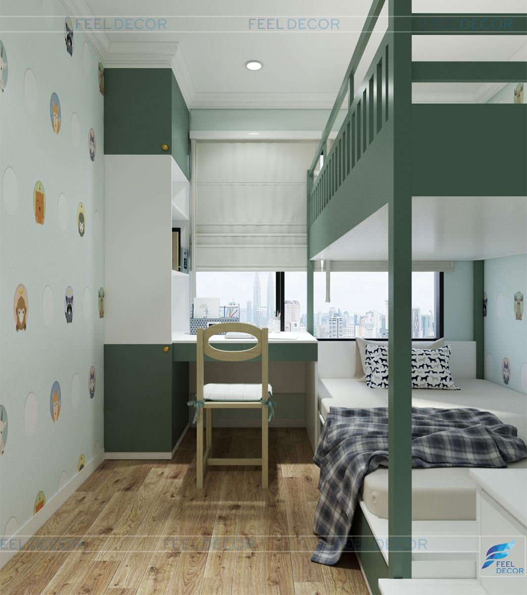 Mẫu thiết kế nội thất căn hộ chung cư 2 phòng ngủ ấm áp