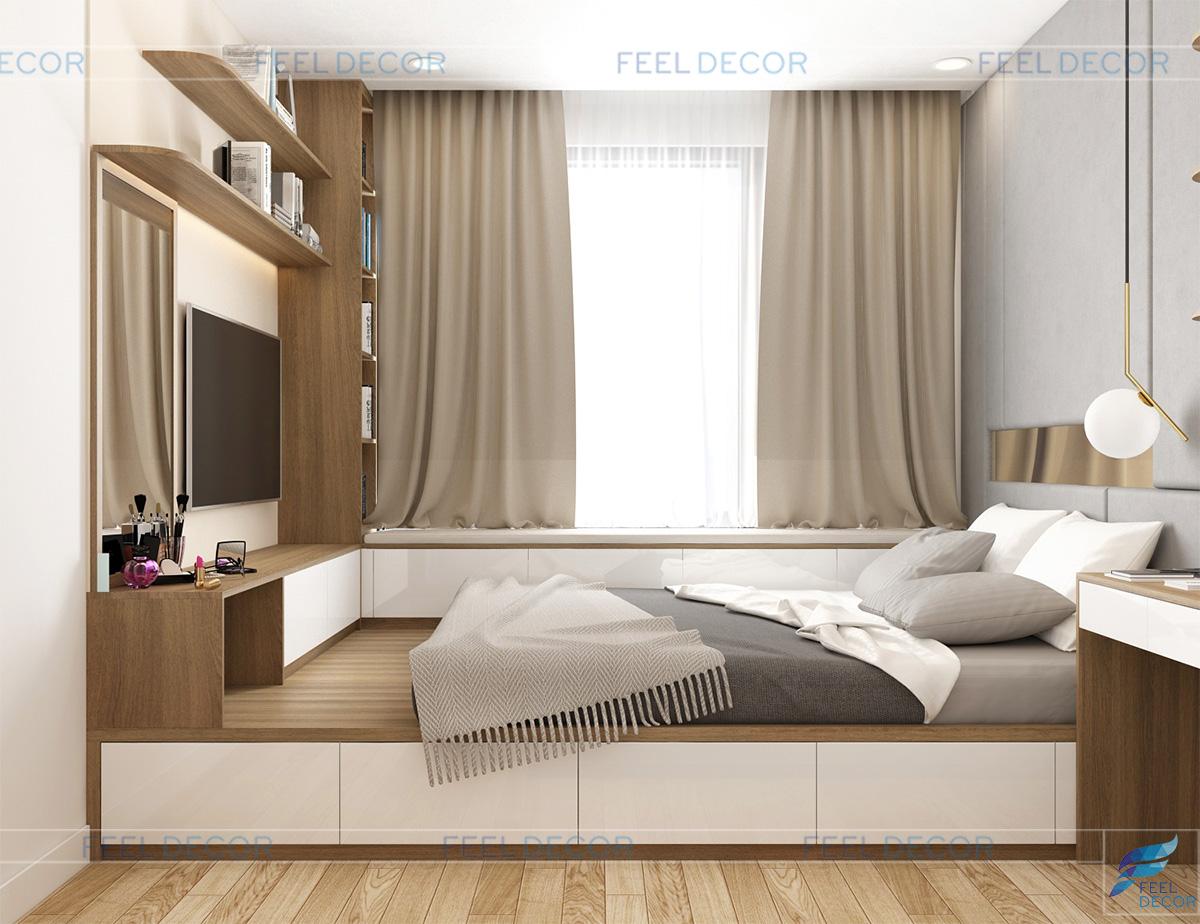 Thiết kế thi công nội thất phòng ngủ Master căn hộ 65m2