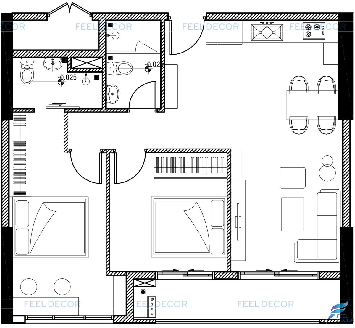 Thiết kế thi công nội thất căn hộ 81m2 chung cư Wilton Tower của NovaLand &124; FD6718