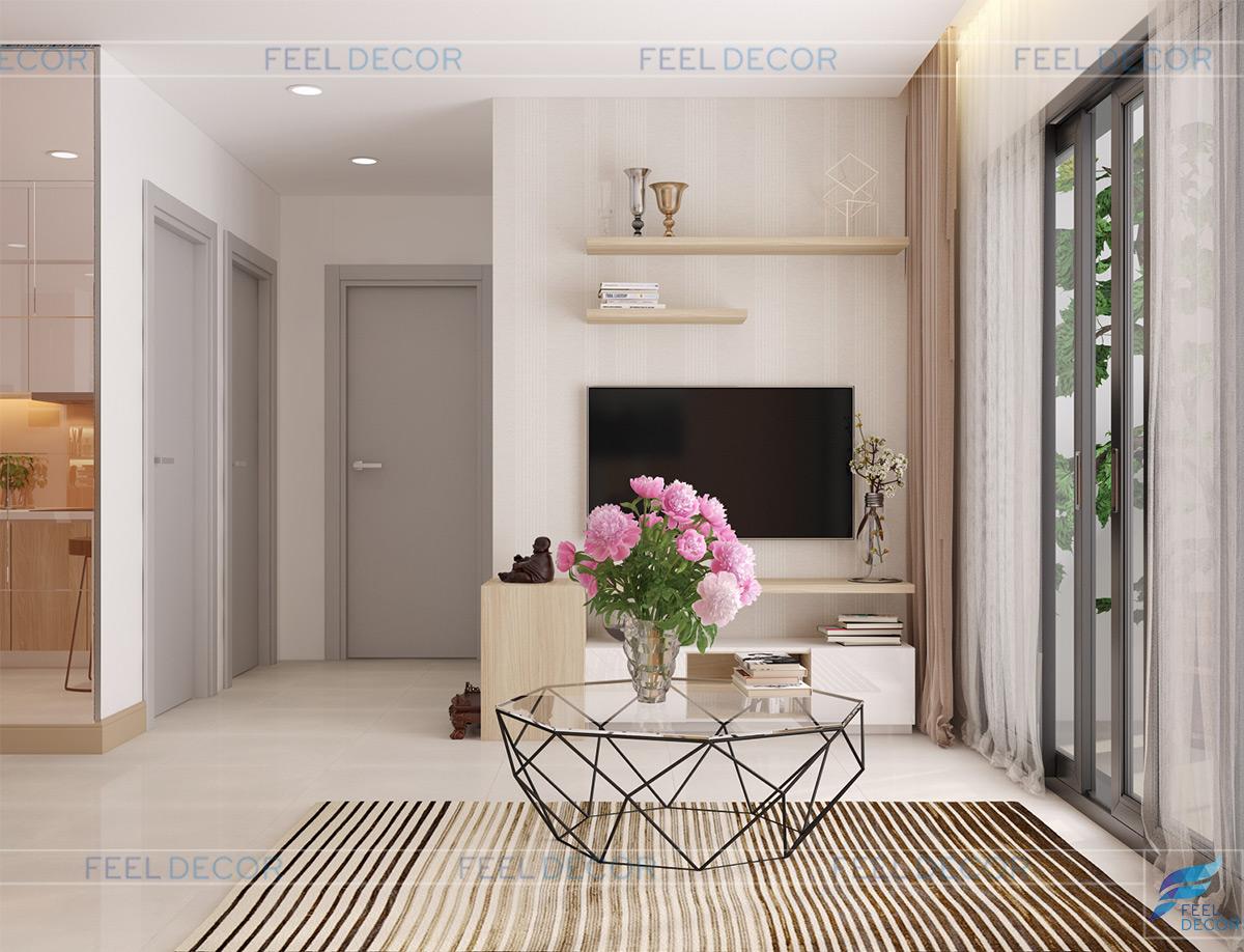 Thiết kế nội thất phòng khách căn hộ 60m2 chung cư Millennium Masteri
