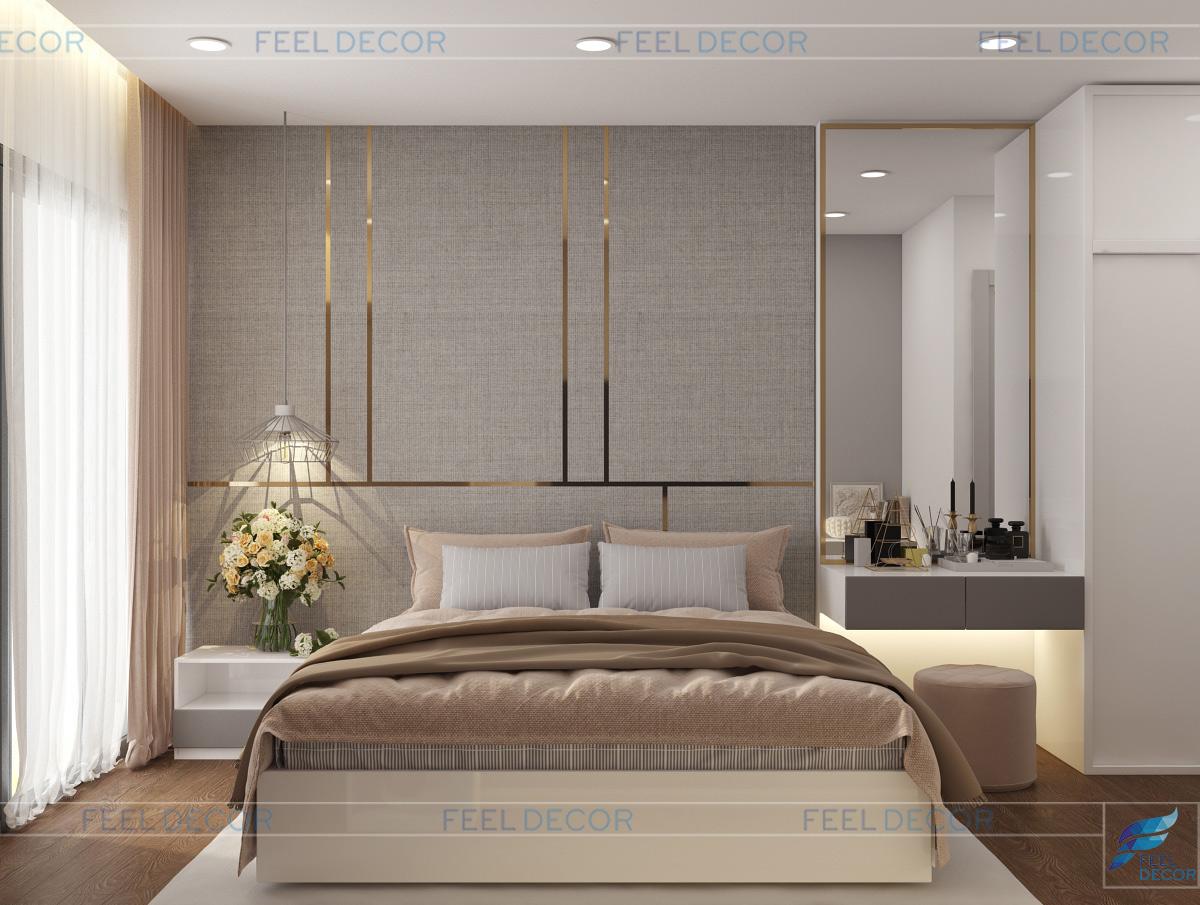 Thiết kế thi công nội thất phòng ngủ Master của căn hộ 66m2