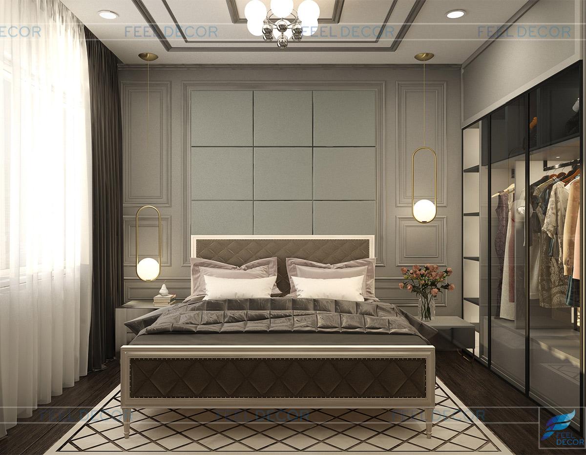 Thiết kế nội thất phòng ngủ Master cực kỳ sang chảnh