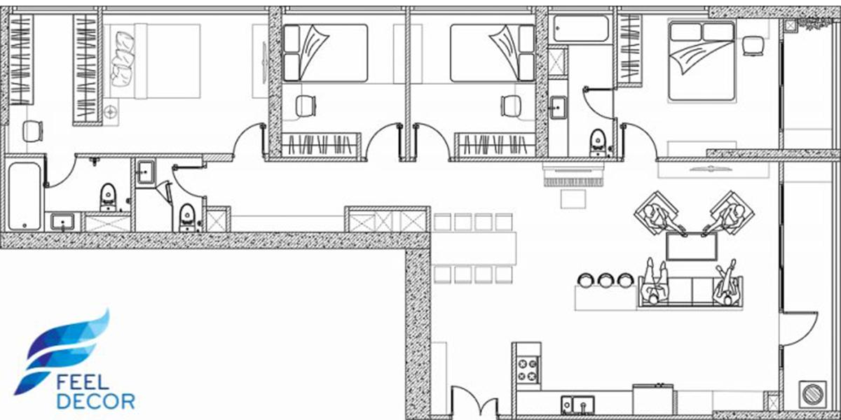 nội thất căn hộ 4 phòng ngủ (158m2) CC Vinhomes Golden River