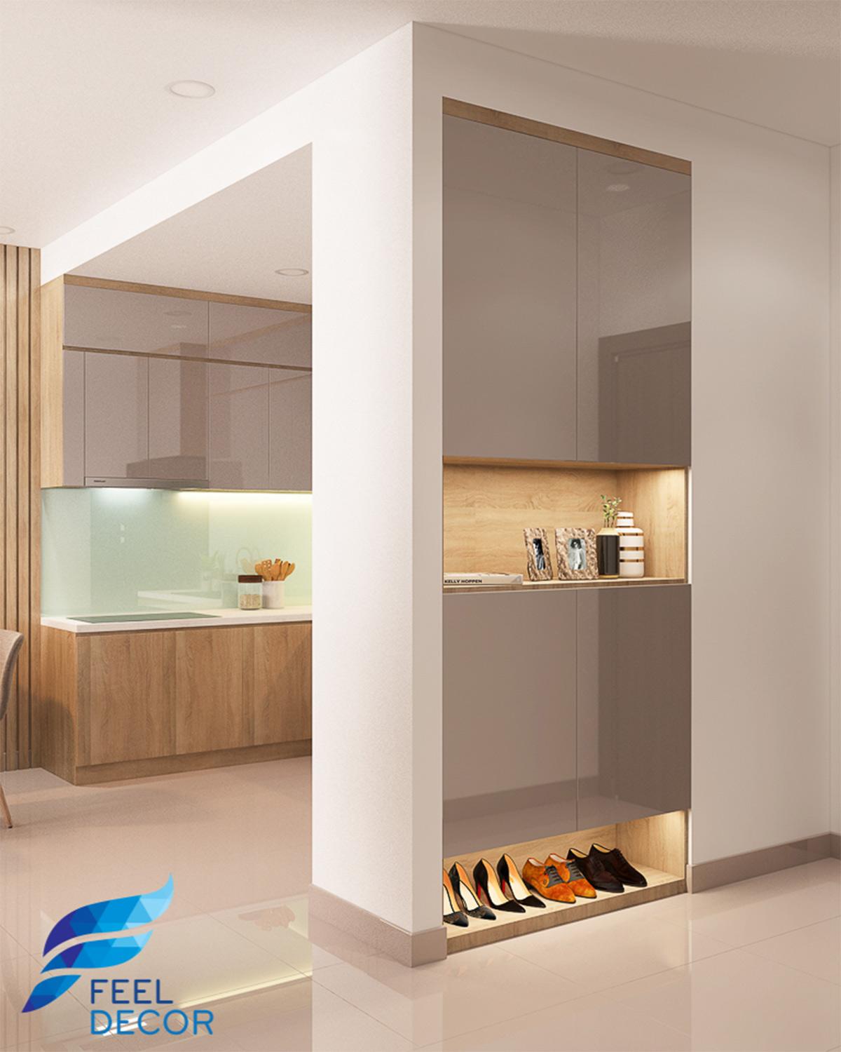 Thiết kế thi công nội thất căn hộ 76m2 (2 phòng ngủ) CC The Sun Avenue