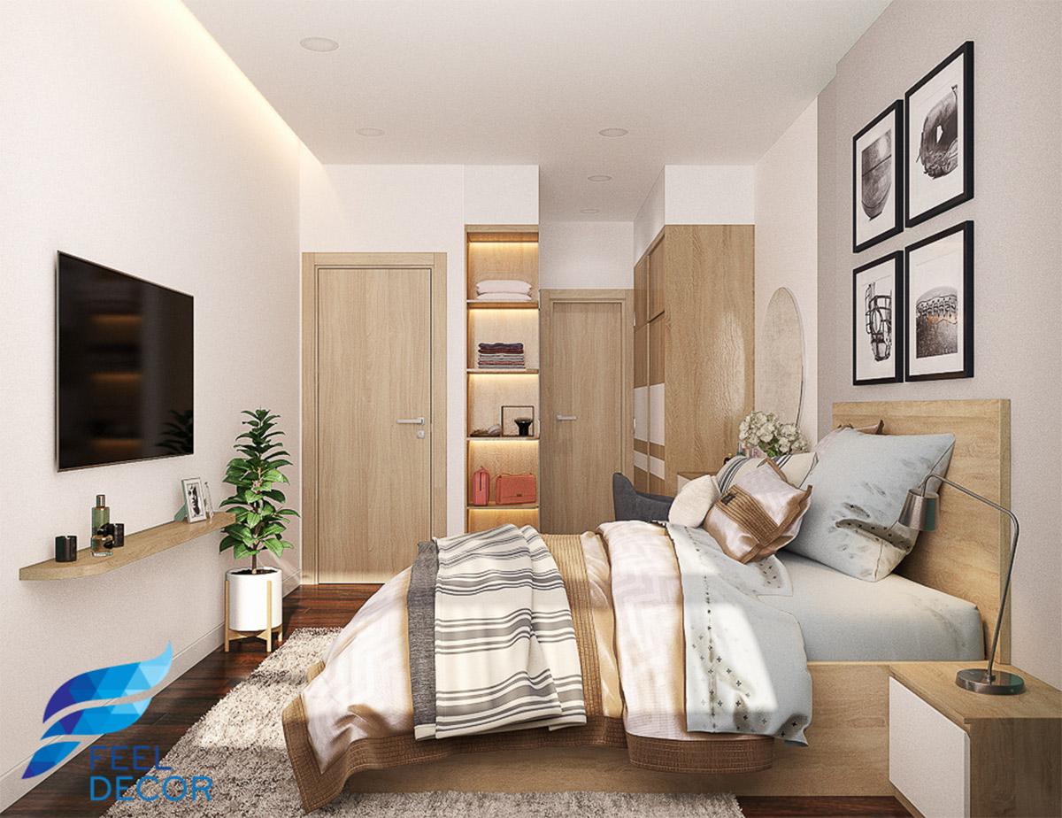 Thiết kế thi công nội thất căn hộ 76m2 (2 phòng ngủ) CC The Sun Avenue