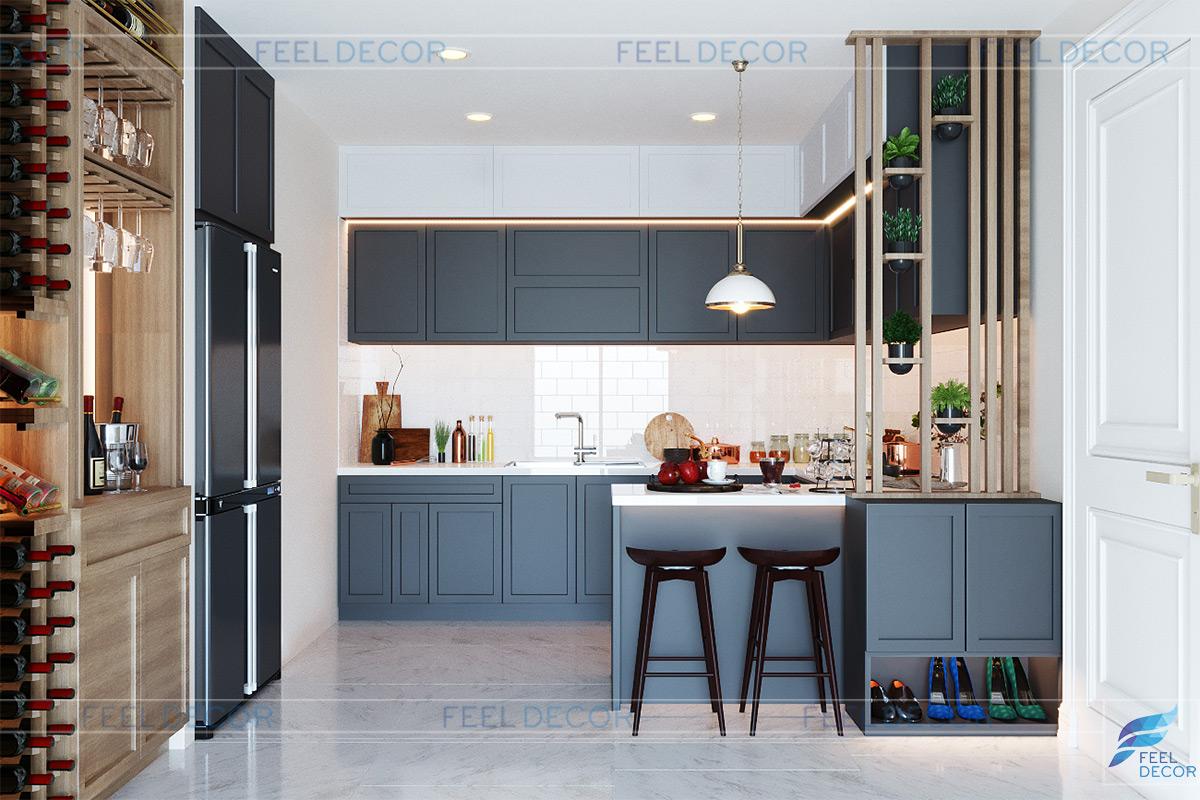 Thiết kế không gian bếp nội thất căn hộ 103m2