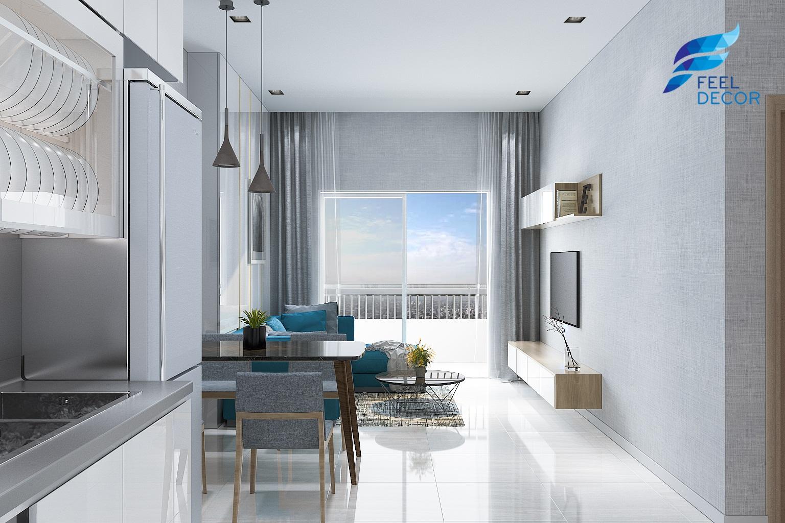 thiết kế thi công nội thất căn hộ 2 phòng ngủ