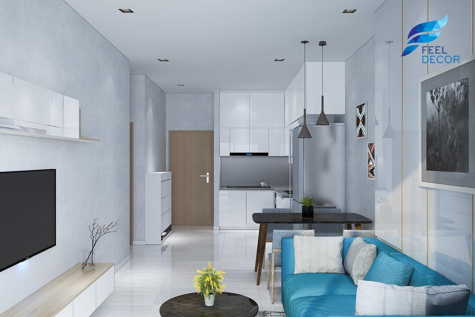 thiết kế thi công nội thất căn hộ 2 phòng ngủ