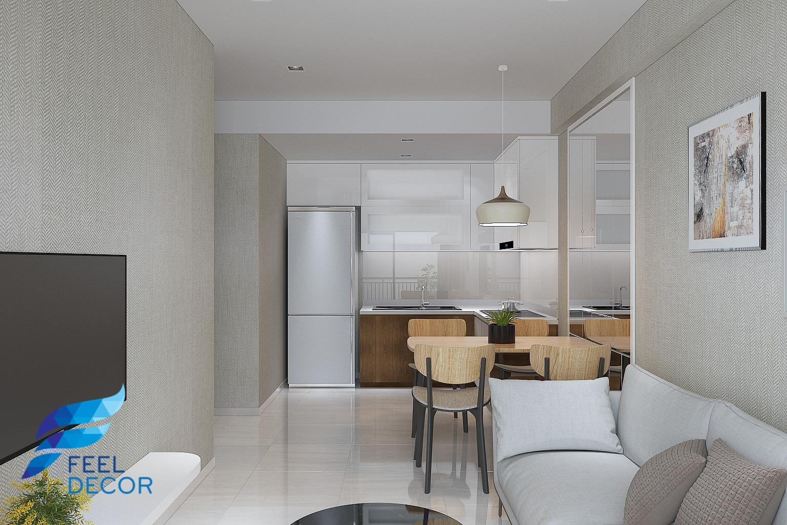 thiết kế thi công nội thất căn hộ 80m2 - 2 phòng ngủ
