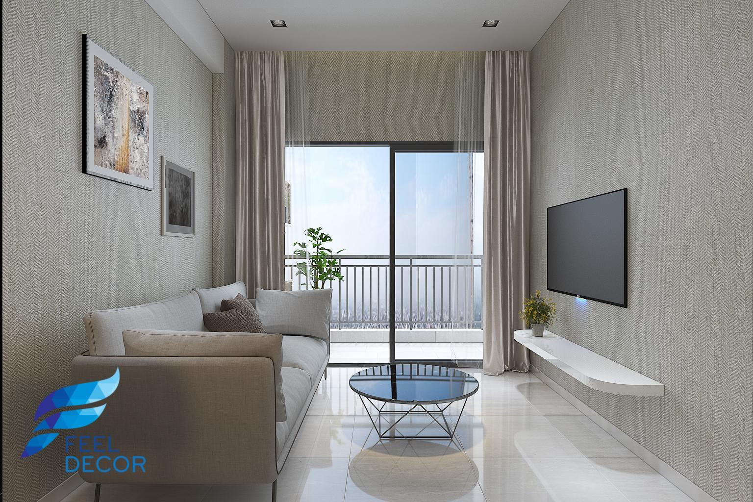 thiết kế thi công nội thất căn hộ 80m2 - 2 phòng ngủ