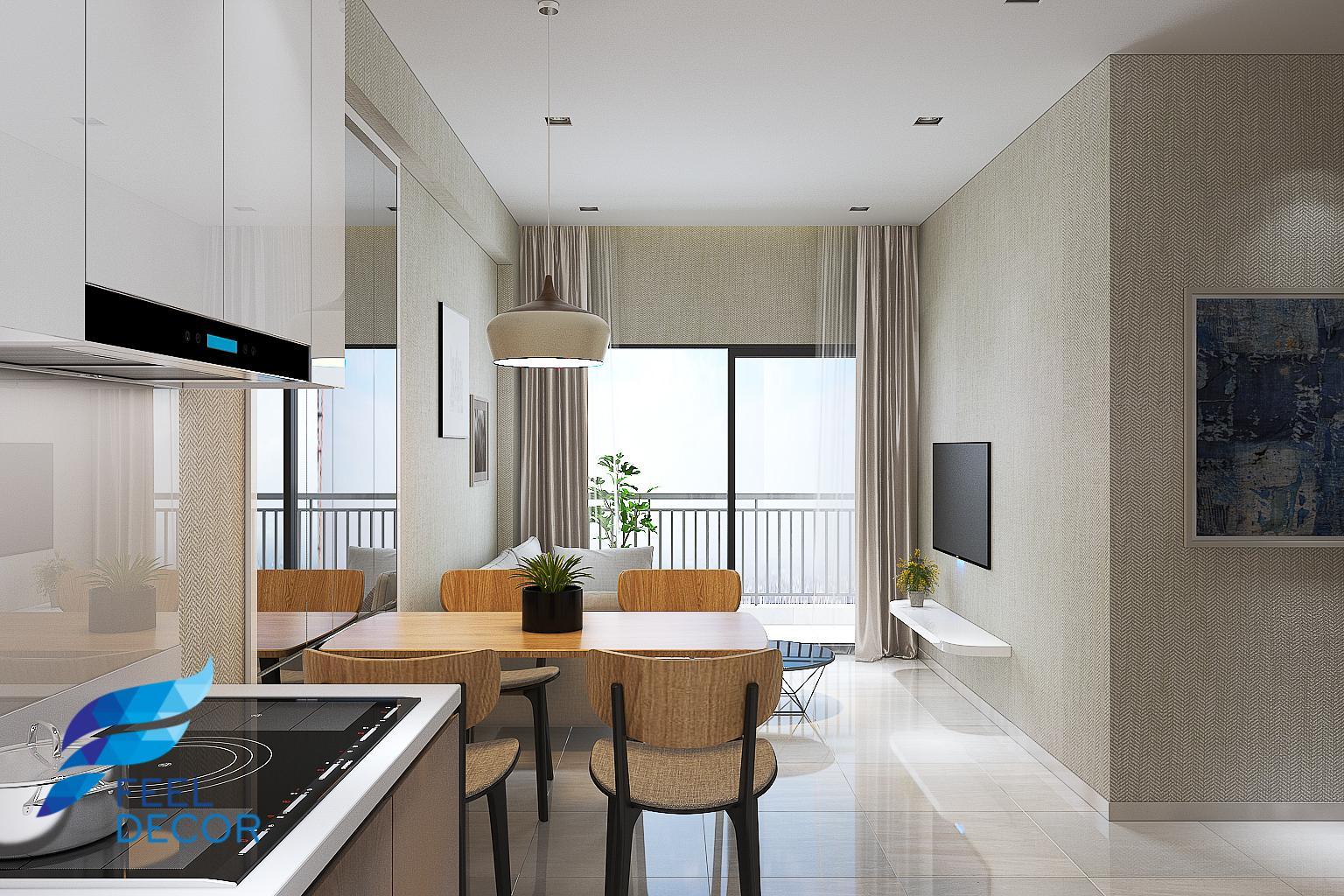 thiết kế thi công nội thất căn hộ 80m2 - 2 phòng ngủ