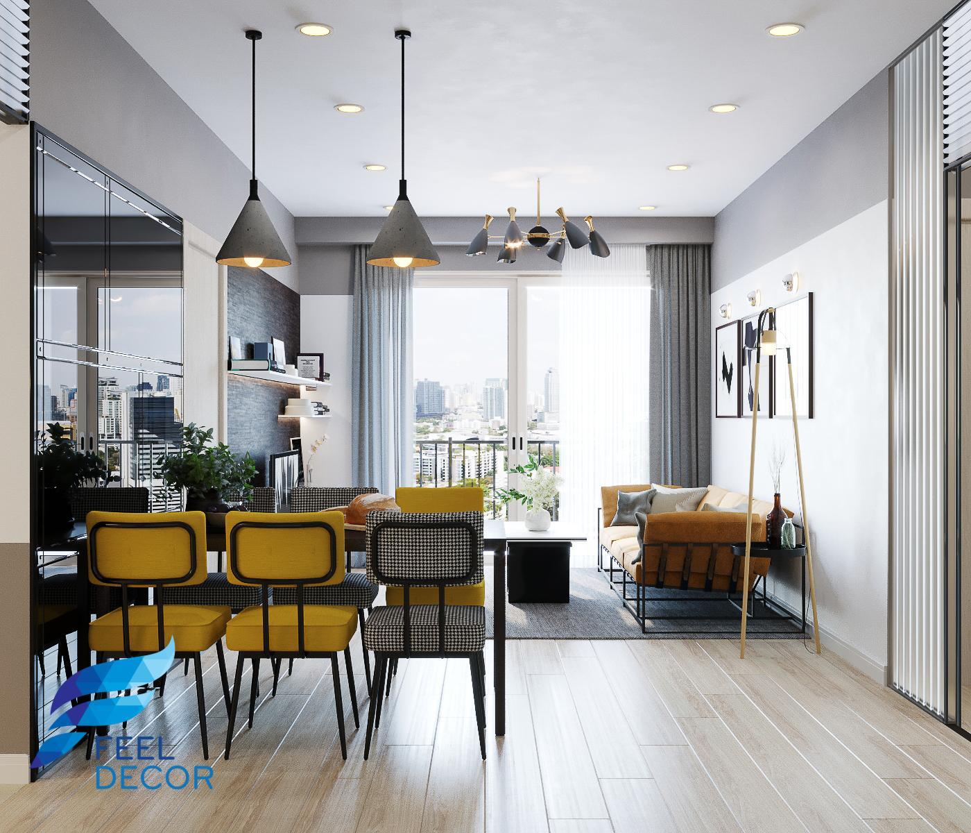 thiết kế thi công nội thất căn hộ 110m2 - 3 phòng ngủ