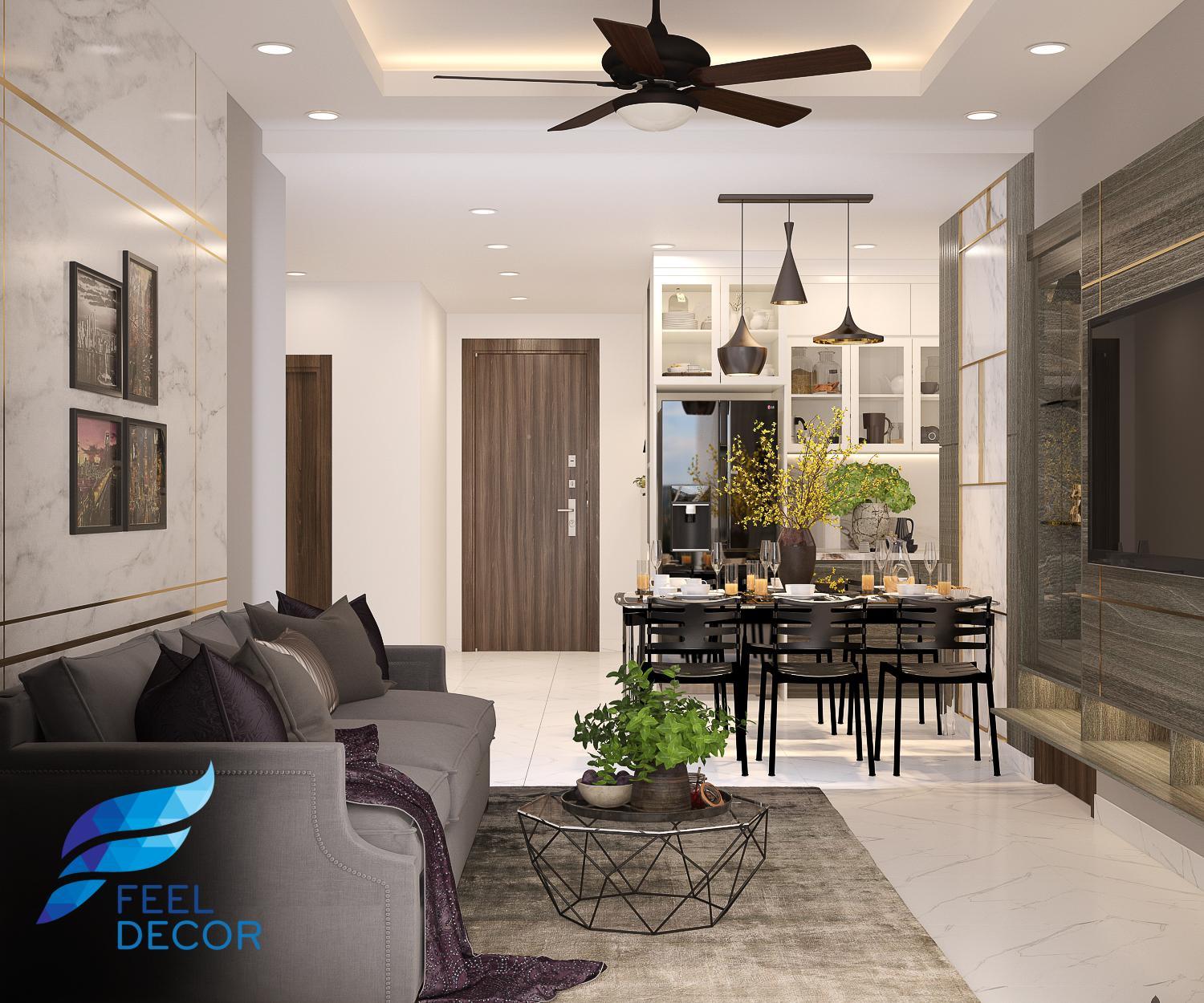 thiết kế thi công nội thất căn hộ 92m2