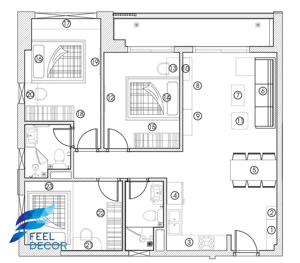 thiết kế thi công nội thất căn hộ 95m2